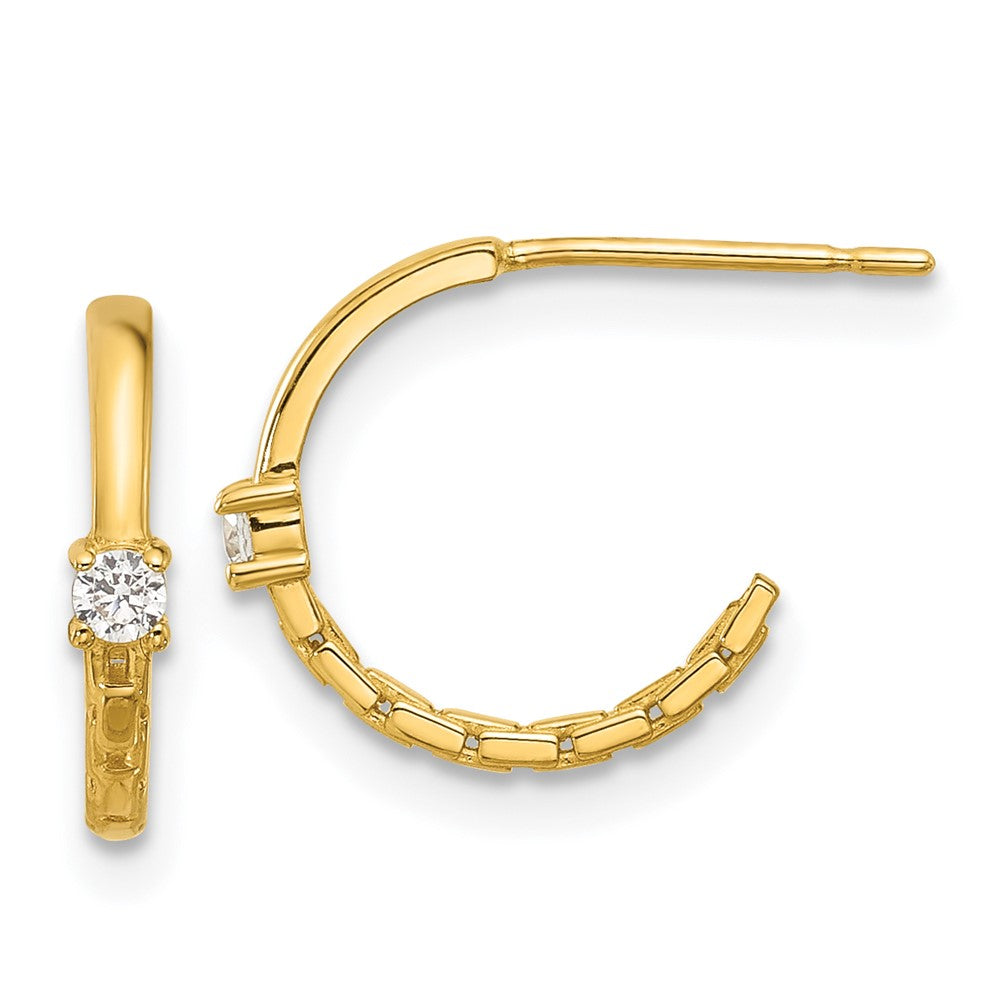 14K Yellow Gold Madi K Polished CZ Link Post Hoop Earrings