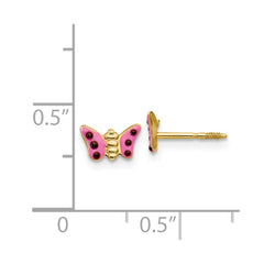 14K Yellow Gold Madi K Pink Enameled Butterfly Earrings