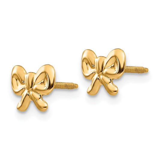 14K Yellow Gold Madi K Bows Screwback Earrings