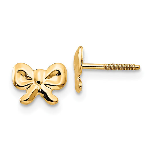 14K Yellow Gold Madi K Bows Screwback Earrings