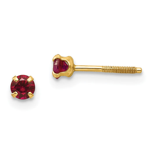 14K Yellow Gold Madi K 3mm Synthetic Garnet Earrings