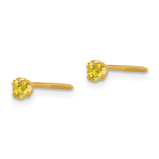 14K Yellow Gold Madi K 3mm Synthetic Citrine Stud Earrings