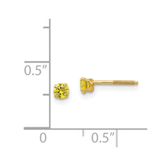 14K Yellow Gold Madi K 3mm Synthetic Citrine Stud Earrings