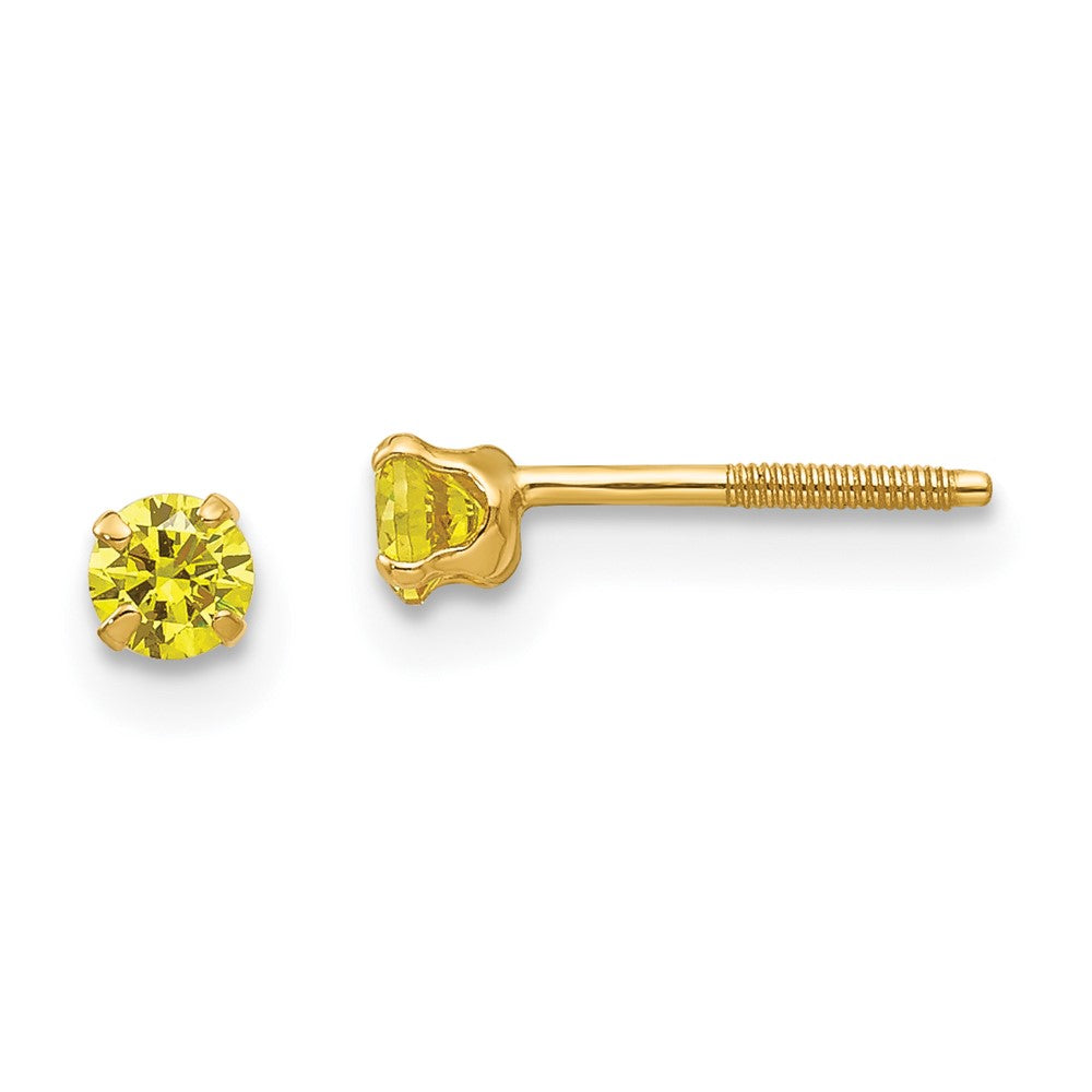 14K Yellow Gold Madi K 3mm Synthetic Citrine Stud Earrings