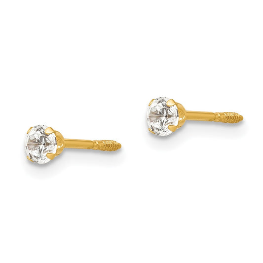 14K Yellow Gold Madi K 3mm CZ Earrings