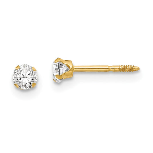 14K Yellow Gold Madi K 3mm CZ Earrings