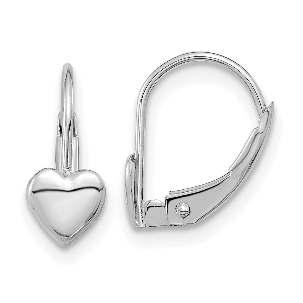 14K White Gold Madi K Heart Leverback Earrings