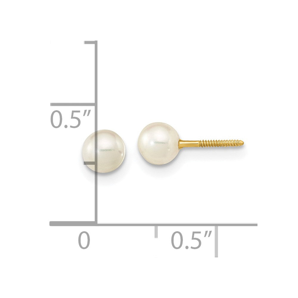 14K Yellow Gold Madi K 4-5mm White Near Round FWCPearl Stud Post Screwback Earrings