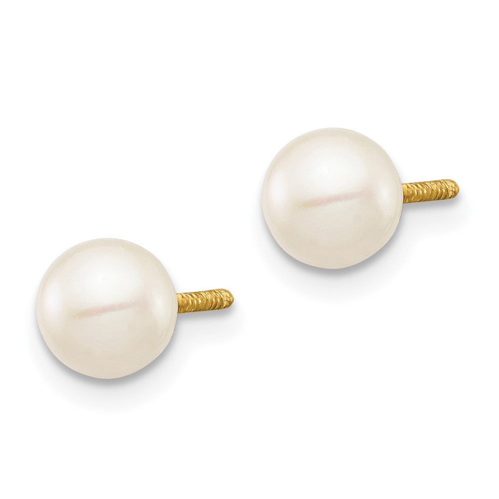 14K Yellow Gold Madi K 5-6mm White Near Round FWC Pearl Post Earrings