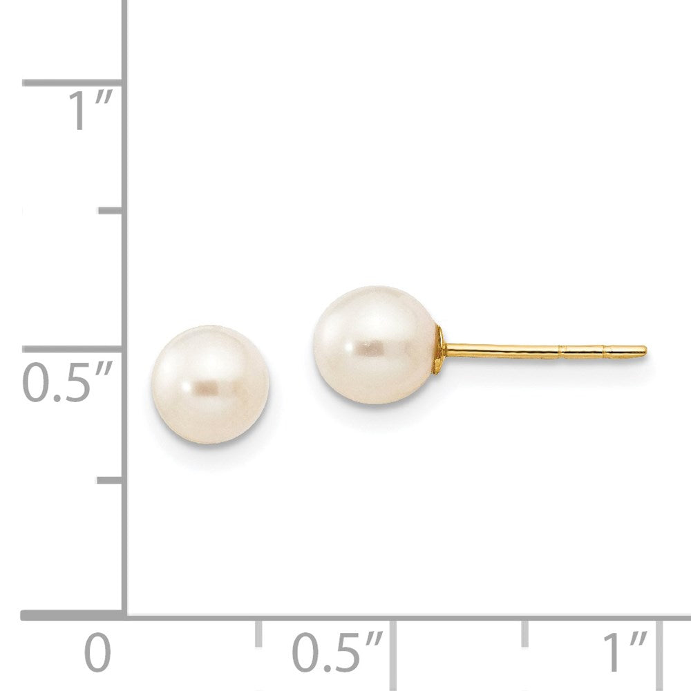 14K Yellow Gold Madi K 5-6mm White Near Round FWC Pearl Post Earrings