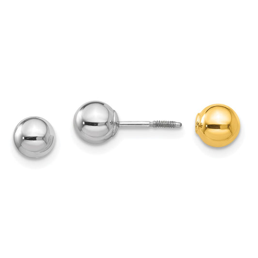 14K Two-Tone Gold Madi K Reversible 5mm Ball Screw Earrings