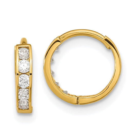 14K Yellow Gold Madi K CZ Hinged Hoop Earrings