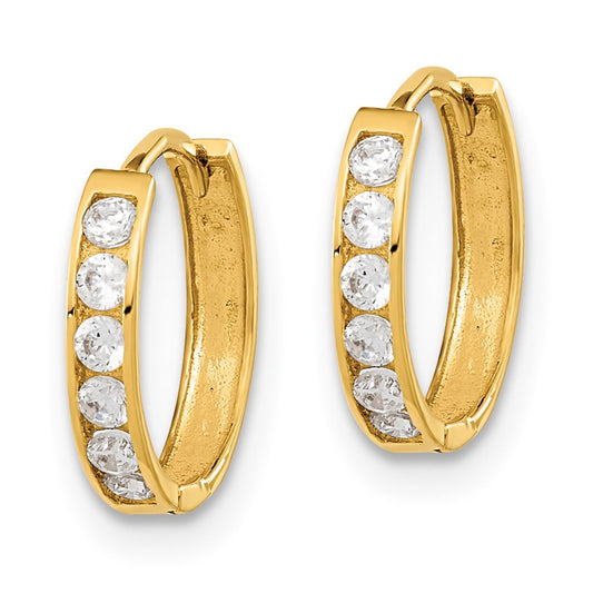 14K Yellow Gold Madi K CZ Hinged Hoop Earrings