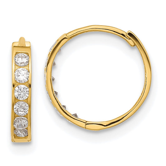 14K Yellow Gold Madi K CZ Hinged Hoop Earrings