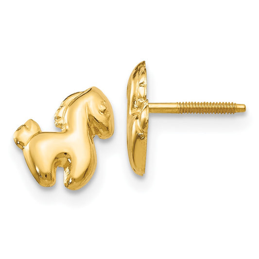 14K Yellow Gold Madi K Pony Screwback Earrings