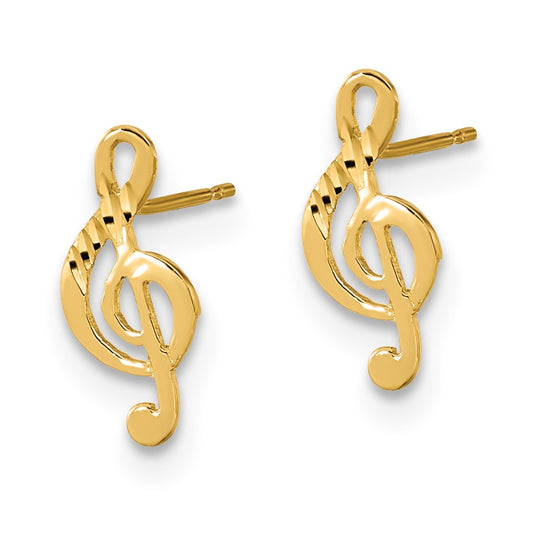 14K Yellow Gold Madi K Polished Musical Note Post Earrings