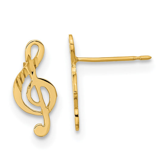 14K Yellow Gold Madi K Polished Musical Note Post Earrings