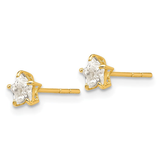 14K Yellow Gold Madi K CZ 4mm Star Post Earrings