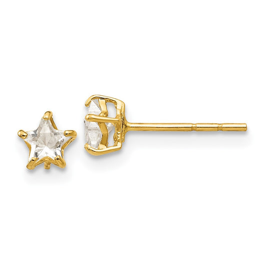 14K Yellow Gold Madi K CZ 4mm Star Post Earrings