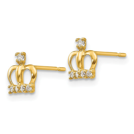 14K Yellow Gold Madi K CZ Crown Post Earrings