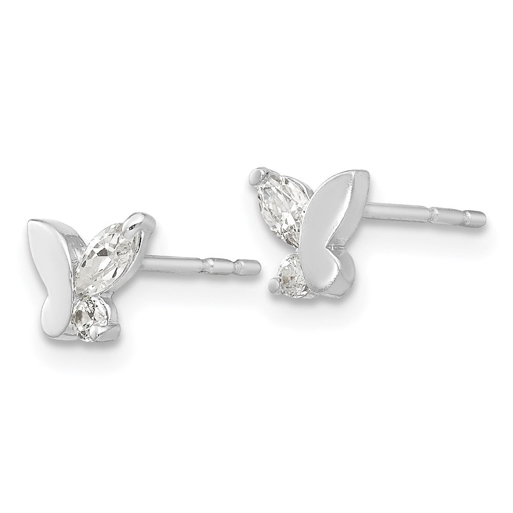 14K White Gold Madi K CZ Butterfly Post Earrings