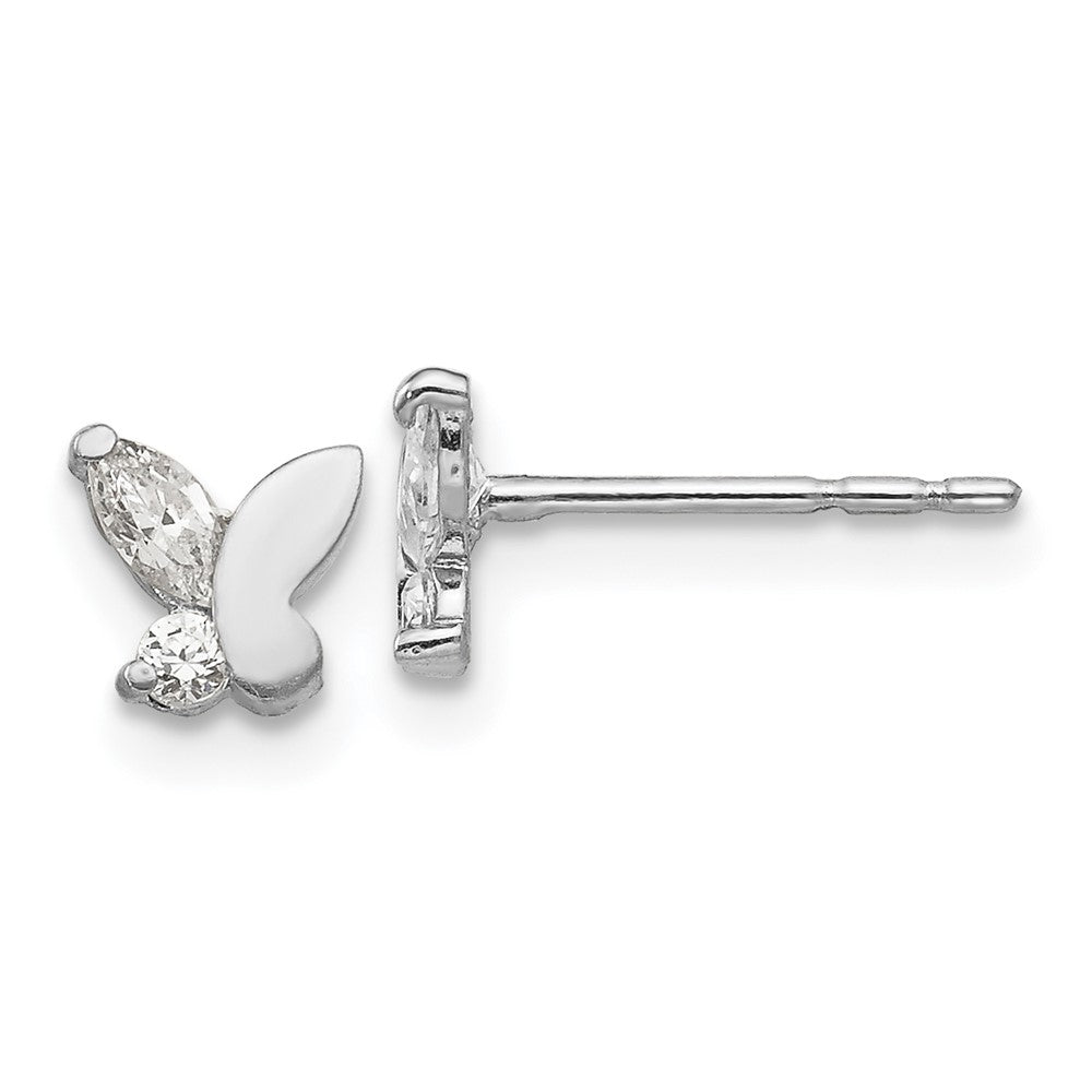 14K White Gold Madi K CZ Butterfly Post Earrings