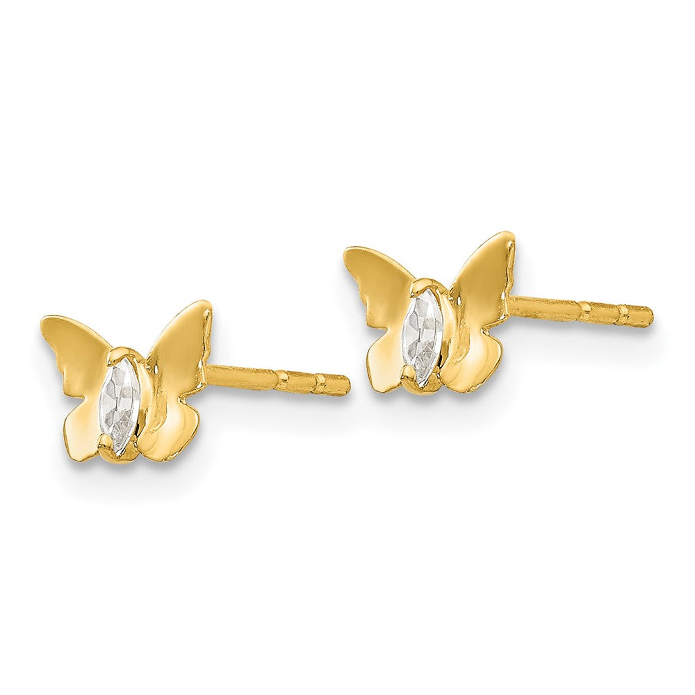 14K Yellow Gold Madi K CZ Butterfly Baby Post Earrings