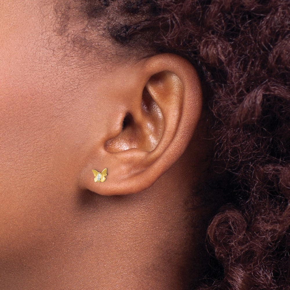 14K Yellow Gold Madi K CZ Butterfly Baby Post Earrings