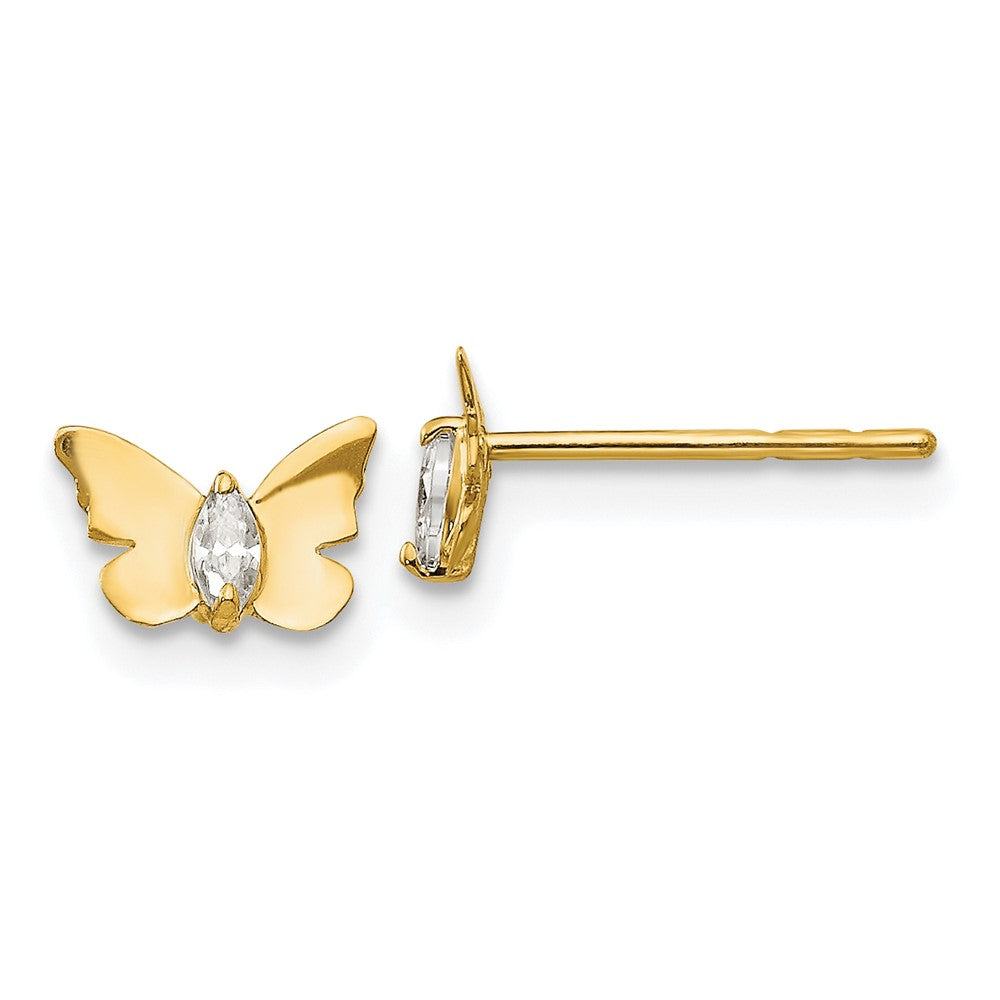 14K Yellow Gold Madi K CZ Butterfly Baby Post Earrings