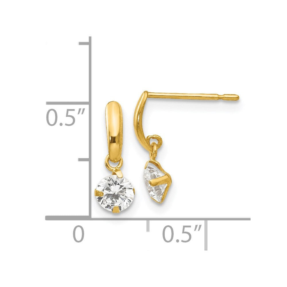 14K Yellow Gold Madi K CZ Children's Dangle Post Earrings