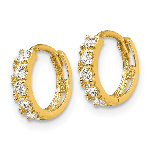 14K Yellow Gold Madi K CZ Children's Hinged Hoop Earrings