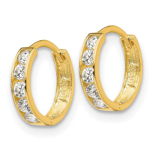 14K Yellow Gold Madi K CZ Children's Hinged Hoop Earrings