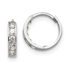 14K White Gold Madi K CZ Children's Hinged Hoop Earrings