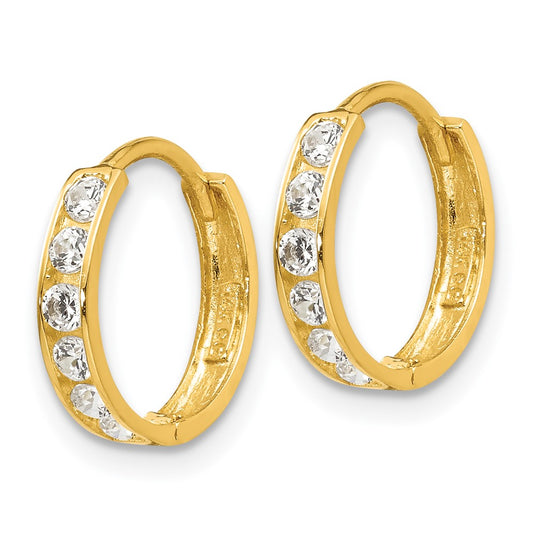 14K Yellow Gold Madi K CZ Children's Hinged Hoop Earrings