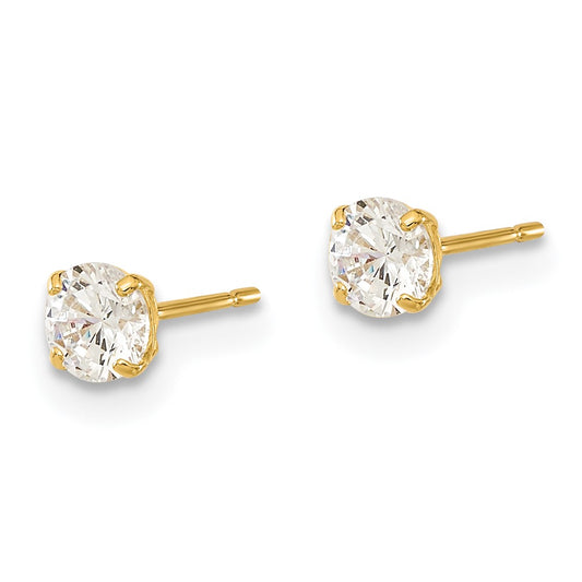 14K Yellow Gold Madi K 4mm Round CZ Basket Set Stud Earrings