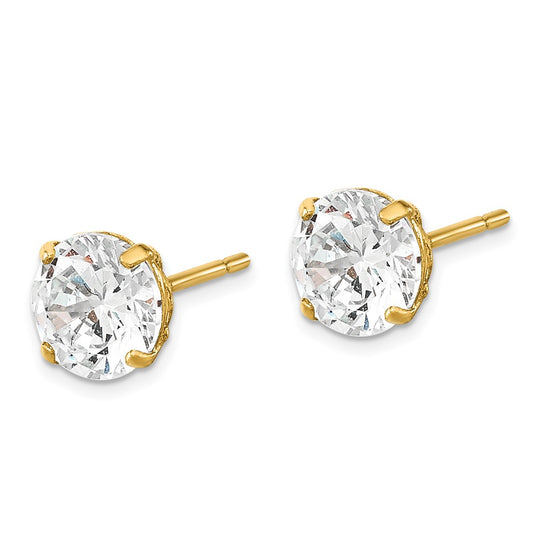 14K Yellow Gold Madi K 5mm Round CZ Basket Set Stud Earrings