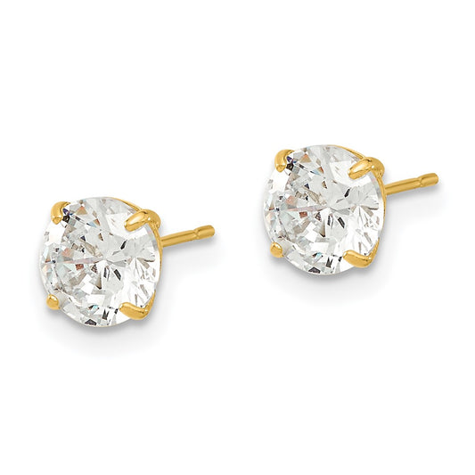 14K Yellow Gold Madi K 6mm Round CZ Basket Set Stud Earrings