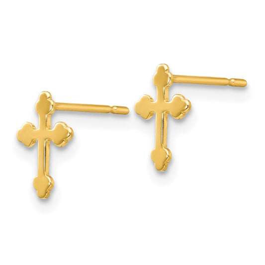 14K Yellow Gold Madi K Children's Cross Post Earrings