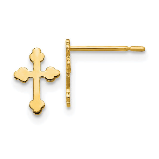 14K Yellow Gold Madi K Children's Cross Post Earrings