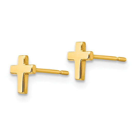 14K Yellow Gold Madi K Children's Cross Post Earrings