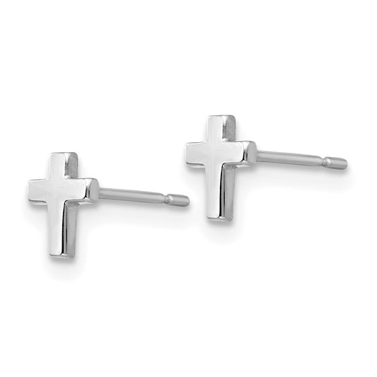 14K White Gold Madi K Children's Cross Post Earrings