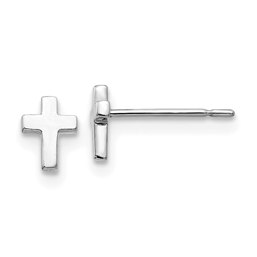 14K White Gold Madi K Children's Cross Post Earrings