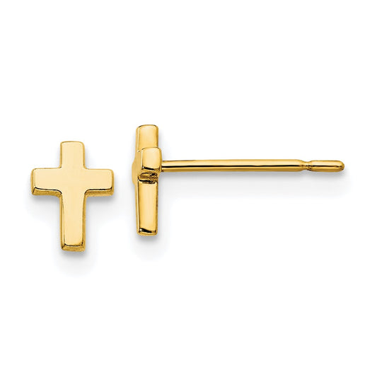 14K Yellow Gold Madi K Children's Cross Post Earrings