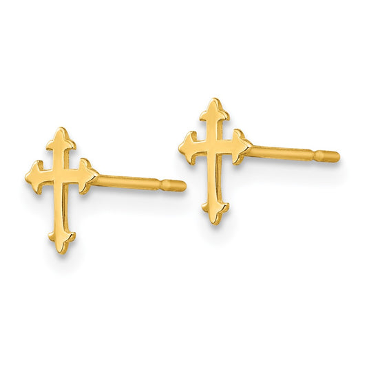 14K Yellow Gold Madi K Children's Cross Post Earrings