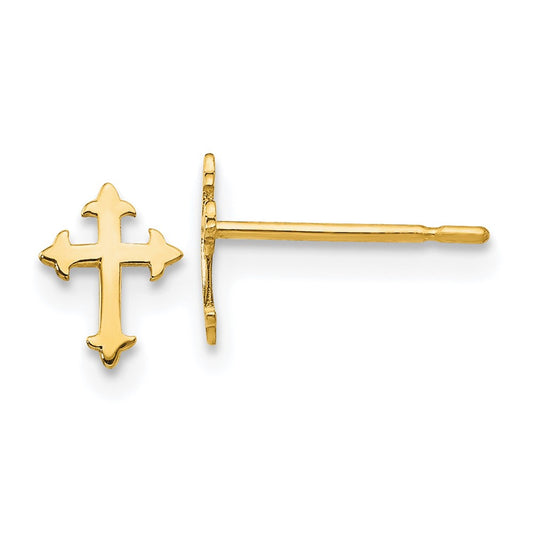 14K Yellow Gold Madi K Children's Cross Post Earrings