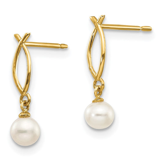 14K Yellow Gold Madi K FWC Pearl Children's Post Earrings