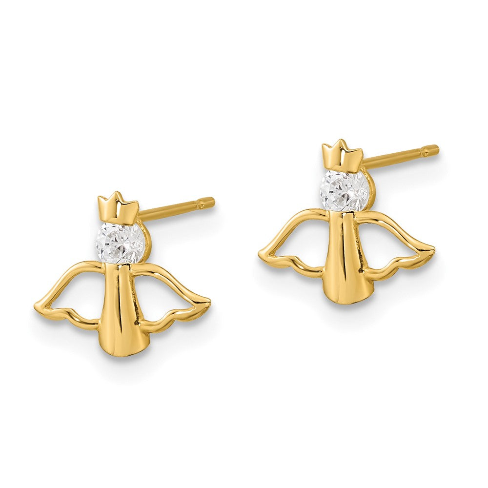 14K Yellow Gold Madi K CZ Children's Angel Post Earrings