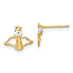 14K Yellow Gold Madi K CZ Children's Angel Post Earrings