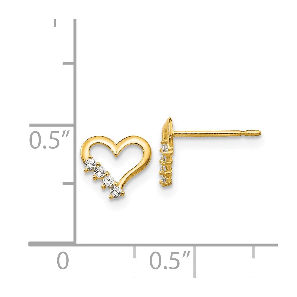 14K Yellow Gold Madi K CZ Children's Heart Post Earrings