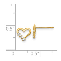 14K Yellow Gold Madi K CZ Children's Heart Post Earrings